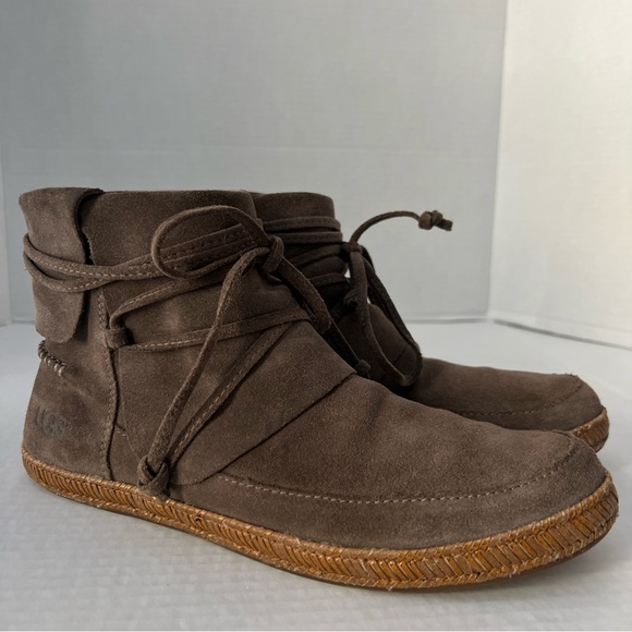 UGG Shoes - EUC UGG REID CARIBU BROWN ANKLE BOOT SUEDE BOOTIE ZIPPER WOMENS US 8.5 Winter